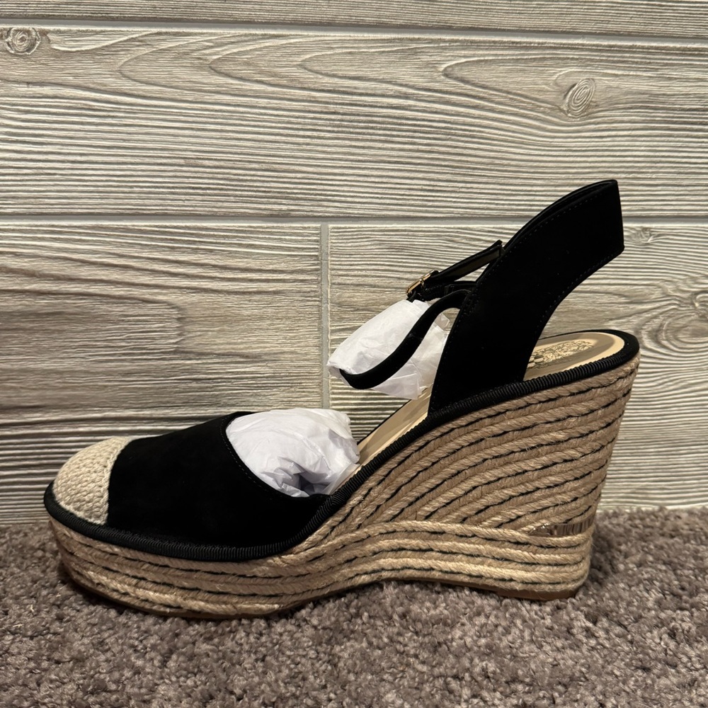 NWT Vince Camuto Black True Suede Wedges - Picture 5 of 5